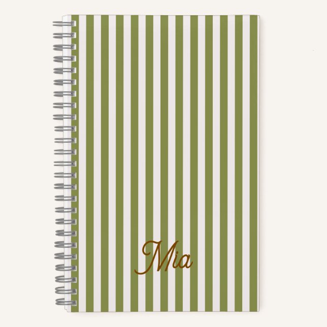 Notebook Personalised Striped Custom Name (Front)