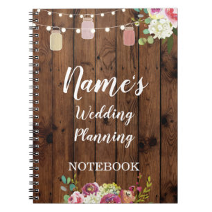 Notebook Rustic Wedding Planning Jars Notes Bride