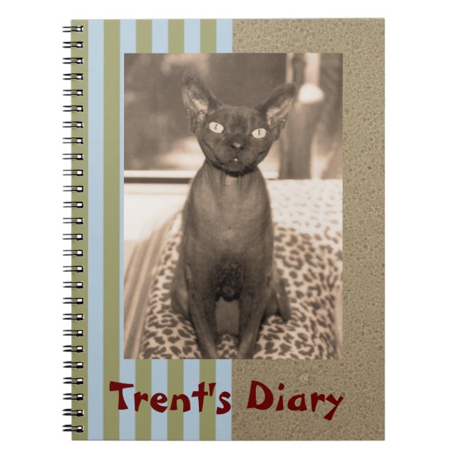 Notebook | Sepia Photo Devon Rex Cat (Front)