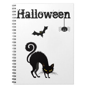 Notebook - Spooked Black Cat Design 2