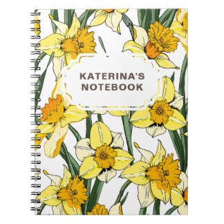 NOTEBOOK Spring Daffodil Design & Custom Name