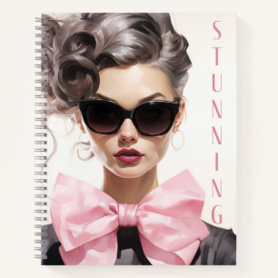 Notebook: Stunning Fashion Model Pink Bow Notebook