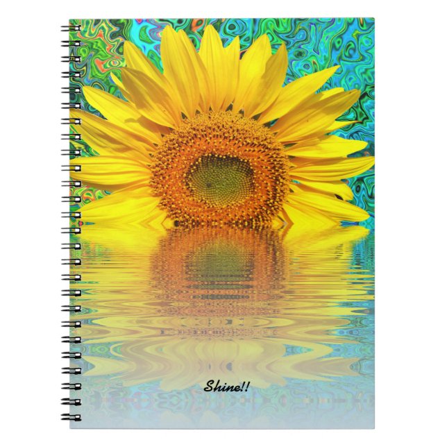 Notebook:  Sunflower with colour burst Notebook (Front)