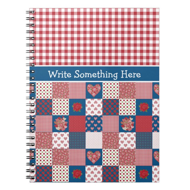 Notebook to Personalise: Hearts, Roses, Gingham (Front)