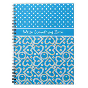Notebook to Personalise: Polkas, Daisychains, Blue