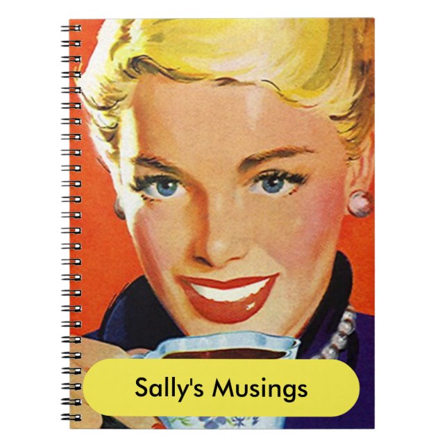 Notebook Vintage Day Planner Organised Coffee Lady (Front)