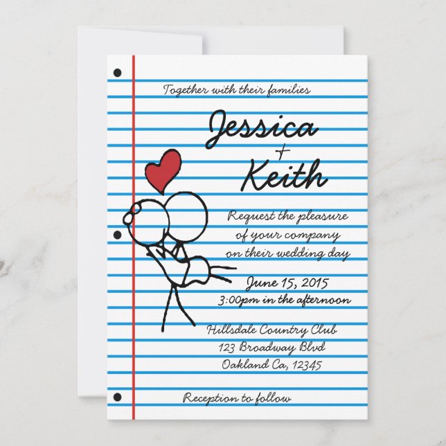 Notebook Wedding Invitation - Invite (Front)