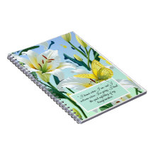 Notebook White Lily Yellow Butterfly Inspirational