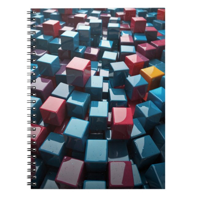 Notebook with 3D Geometric Cubes (Front)