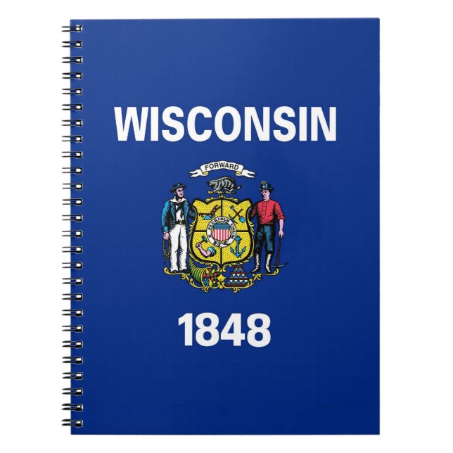 Notebook with Flag of Wisconsin State (Front)