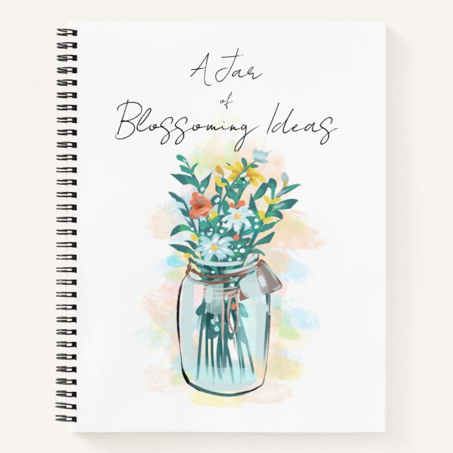 Notebook with Flower Jar Illustration  (Front)