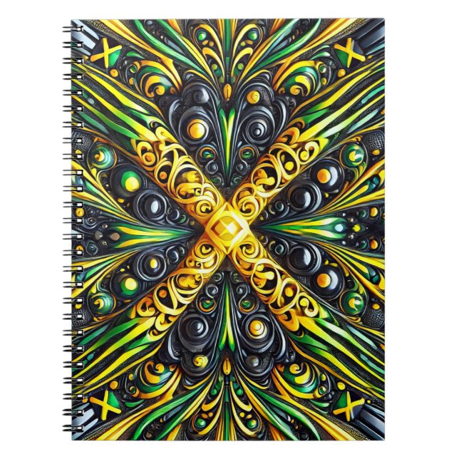 Notebook with Jamaican Colours Abstract Design (Front)