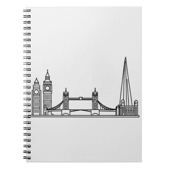 Notebook with London Landmark Sketch – Classic Lin (Front)
