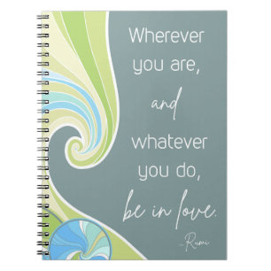 Notebook with poetic quote by Rumi