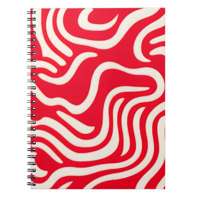 Notebook with Red and White Abstract Pattern (Front)