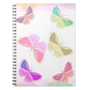Notebook with six different coloured butterflies