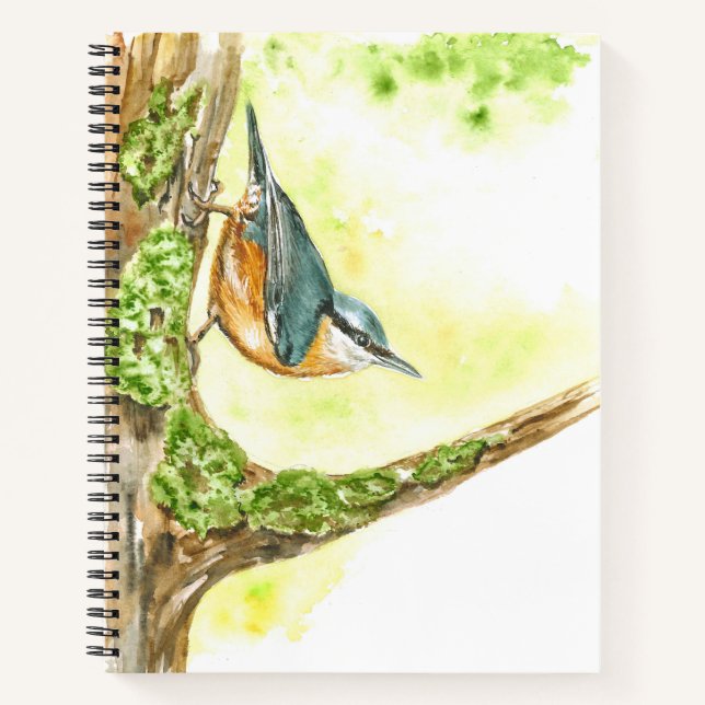 Notebook with Watercolor Nuthatch (Front)