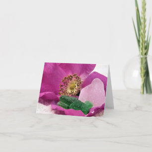 Notecard - Beach Rose and Sea Glass