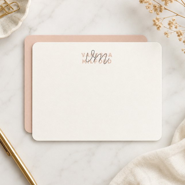 Notecard | Custom Monogram Stationery Cards Set (Personalized monogram notecard for elegant thank you notes and stylish stationery.)