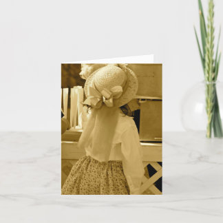 Notecard Little Girl Sepia