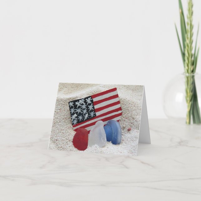 Notecard - Red White Blue Sea Glass (Front)