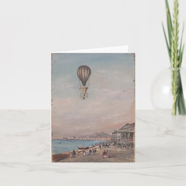 Notecard-Vintage Art-Hot Air Balloons 18 Card (Front)
