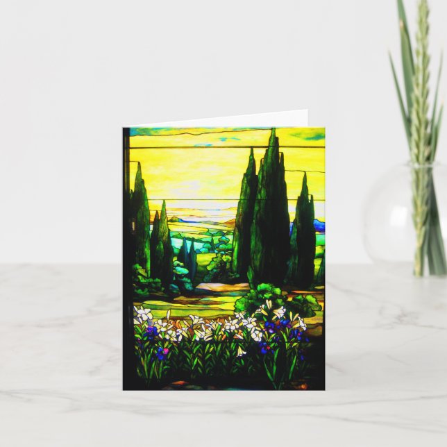 Notecard-Vintage Stained Glass Art-5 Card (Front)