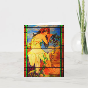 Notecard-Vintage Stained Glass Art-Mucha 5 Card