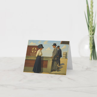 Notecard with Vintage image of a train station