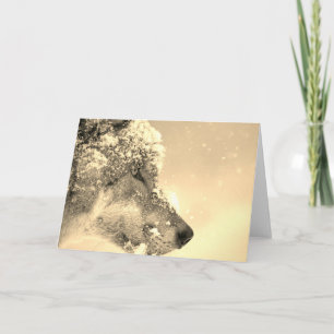 NOTECARD WITH WOLF IN SNOW