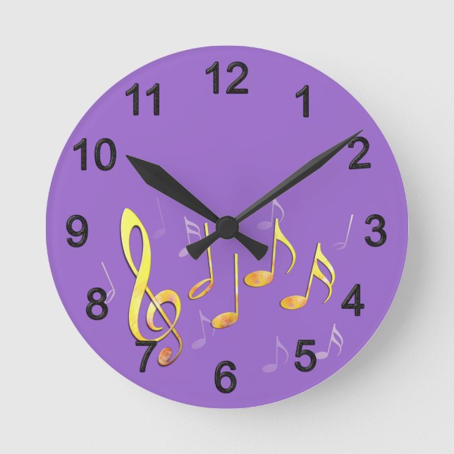 Notenschlüssel und Noten Round Clock (Front)