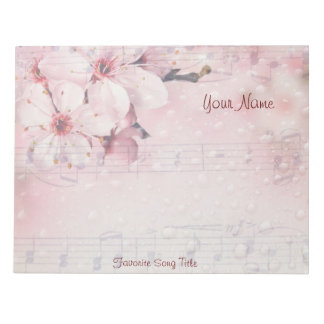Notepad 11" x 8. 5" Large Cherry Blossoms Music