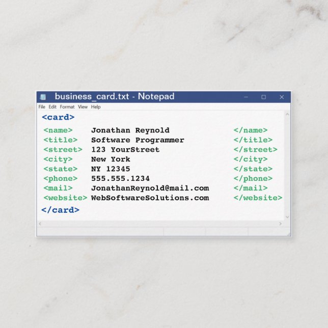 Notepad Coder Format Computer Scientist Programmer Business Card (Front)