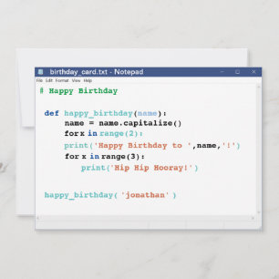Notepad Computer Programmer Coder Format Birthday Card