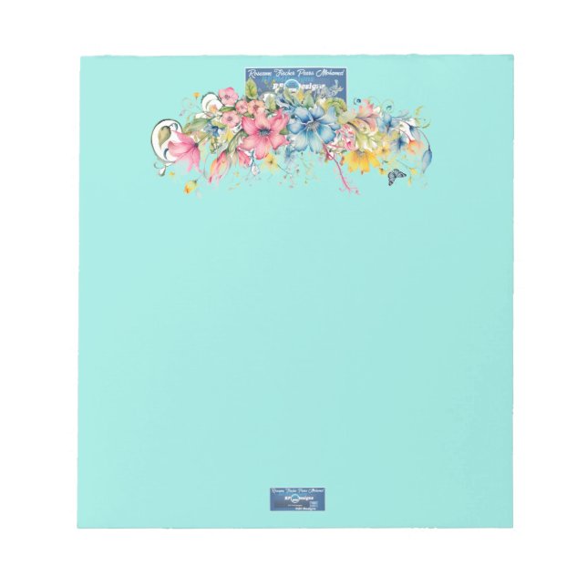 Notepad (Floral Blue-Notes2) RFPMDesigns ©️2024 (Front)