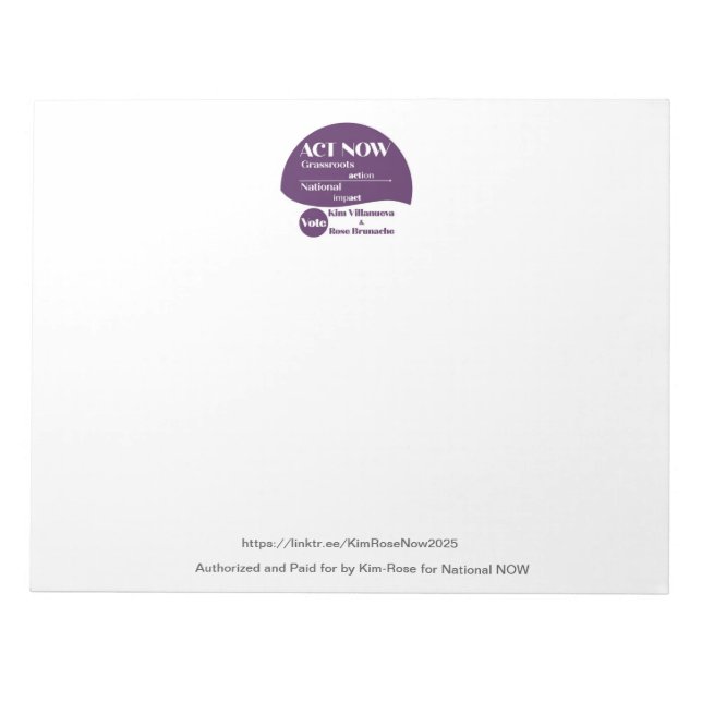 Notepad for Kim-Rose National NOW (Front)