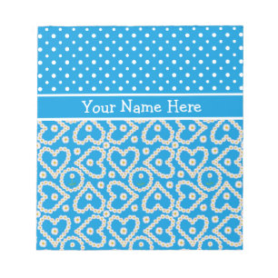 Notepad to Personalise: Polkas, Daisies, Blue