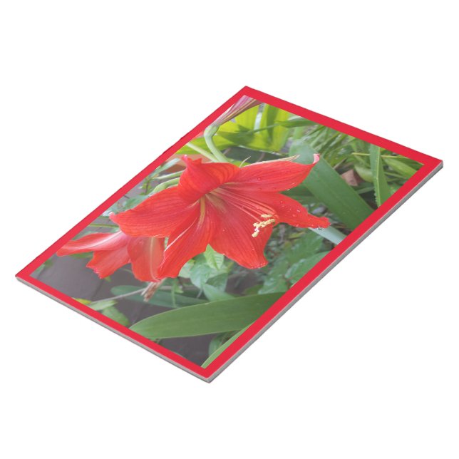 Notepad With Big Bright Red Flower  (Angled)