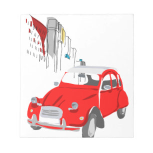 Notepad with Citroen 2 CV Illustration