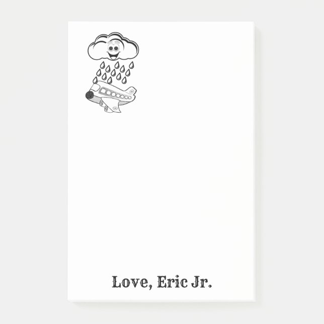 Notes Clouds Aeroplane Colouring Post it Note (Front)