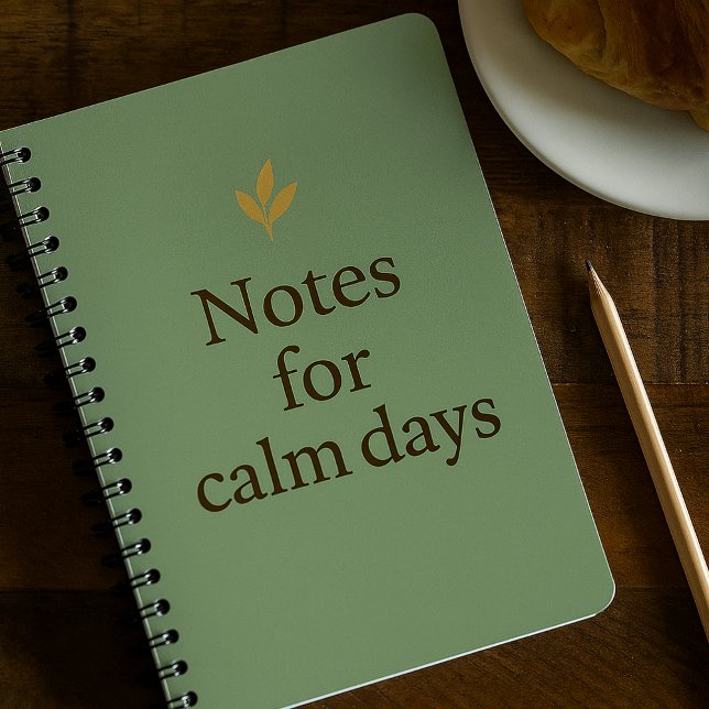 Notes for Calm Days – Minimalist Green Notebook (Notebook cozy sage cover quote)