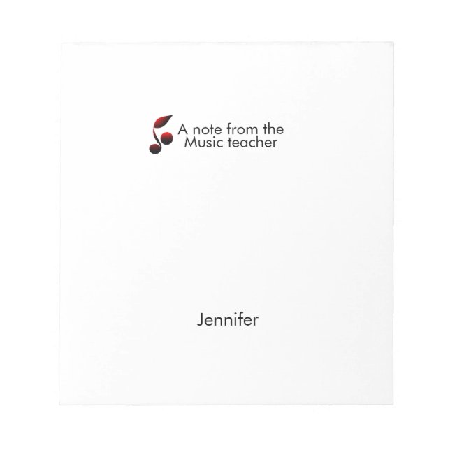 Notes from music teacher add name text music note (Front)