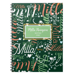 Notes hearts and stars Green Notebook