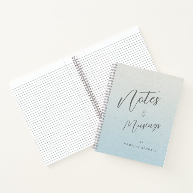 Notes & Musings Chic Script Monogram Gradient Blue Notebook (Inside)