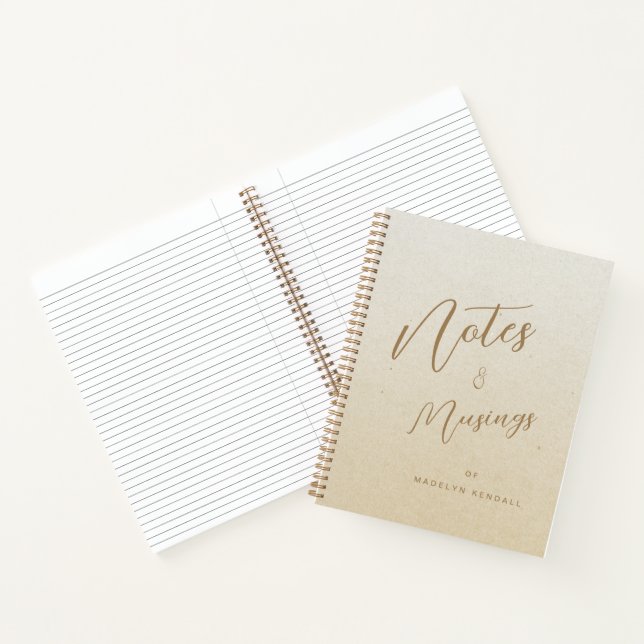 Notes & Musings Modern Script Monogram Gold Notebook (Inside)