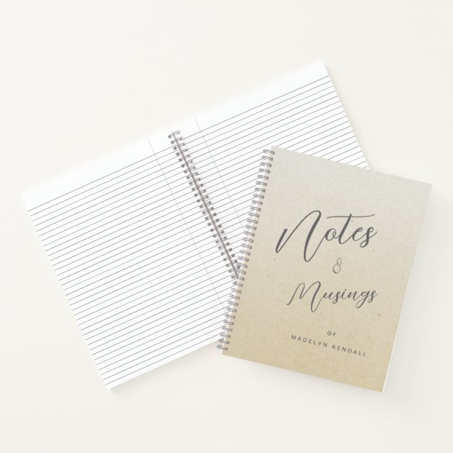 Notes & Musings Modern Script Monogram Golden Tan Notebook (Inside)