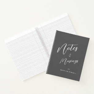 Notes & Musings Modern Script Monogram Grey Notebook