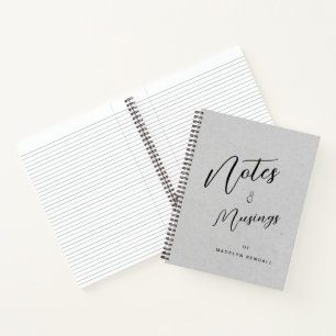 Notes & Musings Modern Script Monogram Grey Notebook