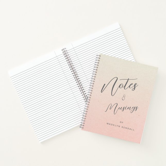 Notes & Musings Script Monogram Gradient Peach Notebook (Inside)