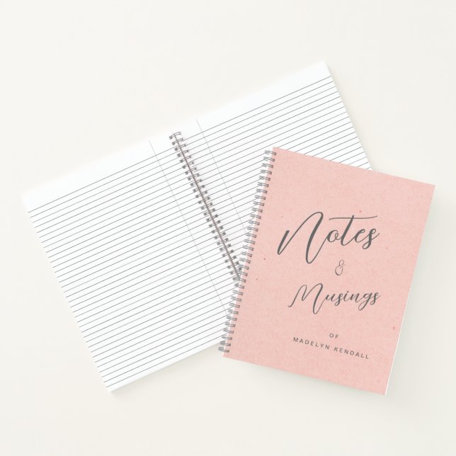 Notes & Musings Script Monogram Peach Pink Notebook (Inside)